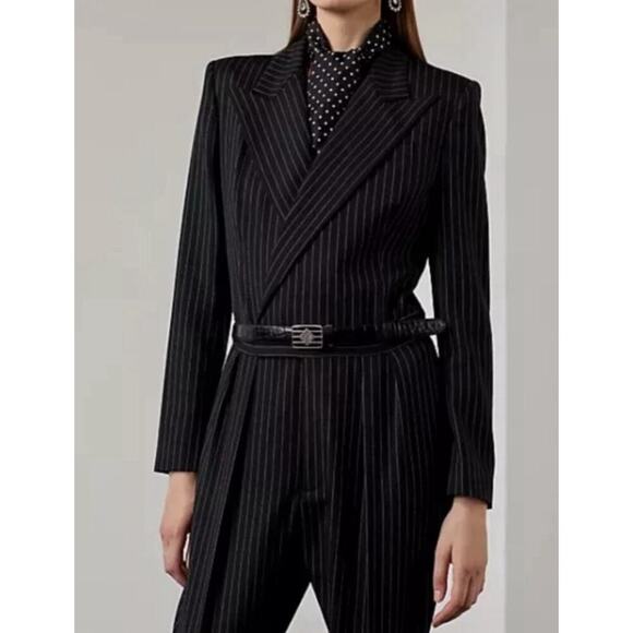 Ralph Lauren Collection Purple Label Pinstripe Blazer Jumpsuit 6 Pant Runway $3k - Picture 4 of 12